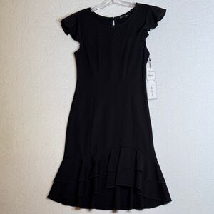 Black Midi Dress with Ruffle Hem size medium, max + ash #2749